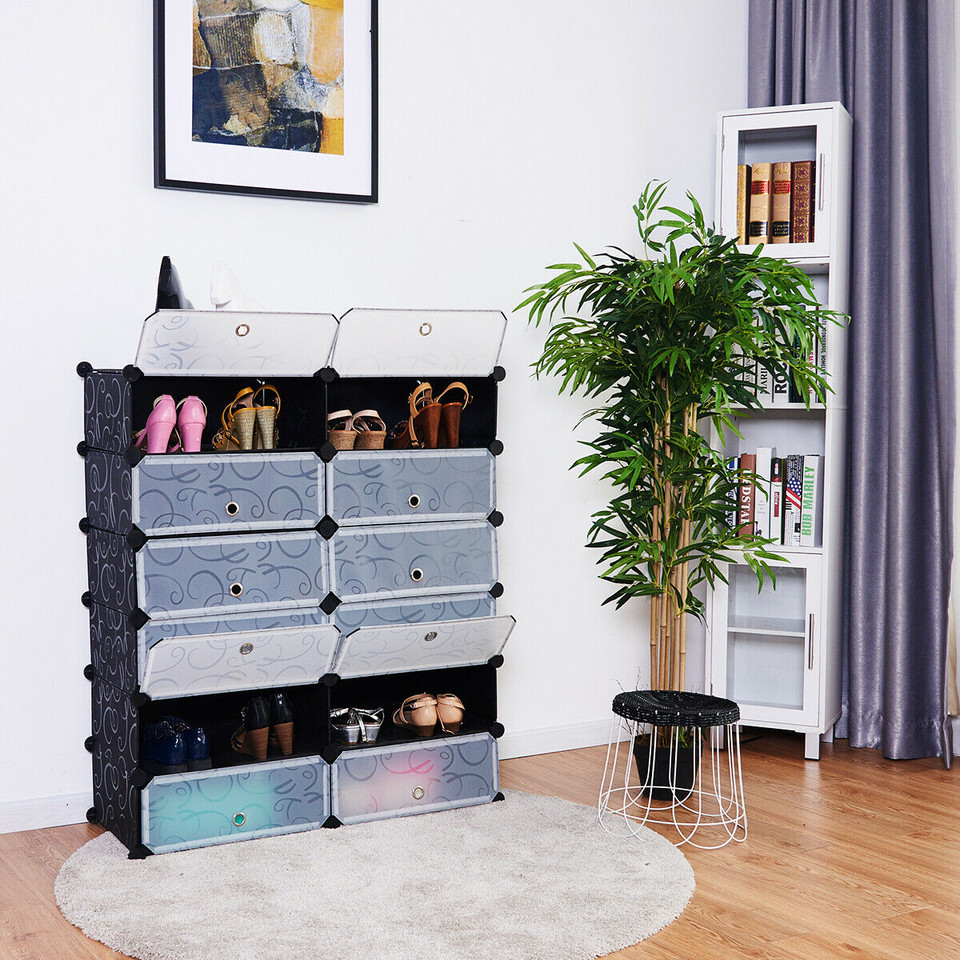 12-Cube DIY Portable Plastic Shoe Rack product image