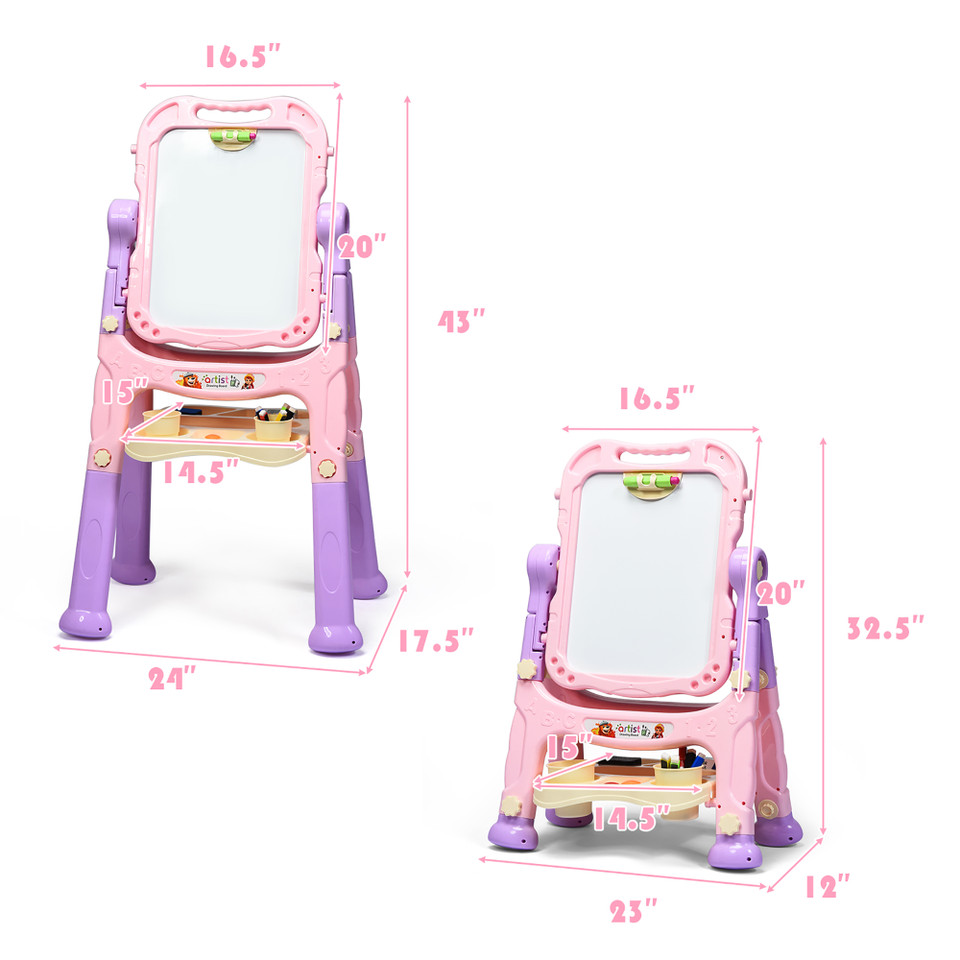Height Adjustable Kids' Magnetic Double Sided Easel  product image