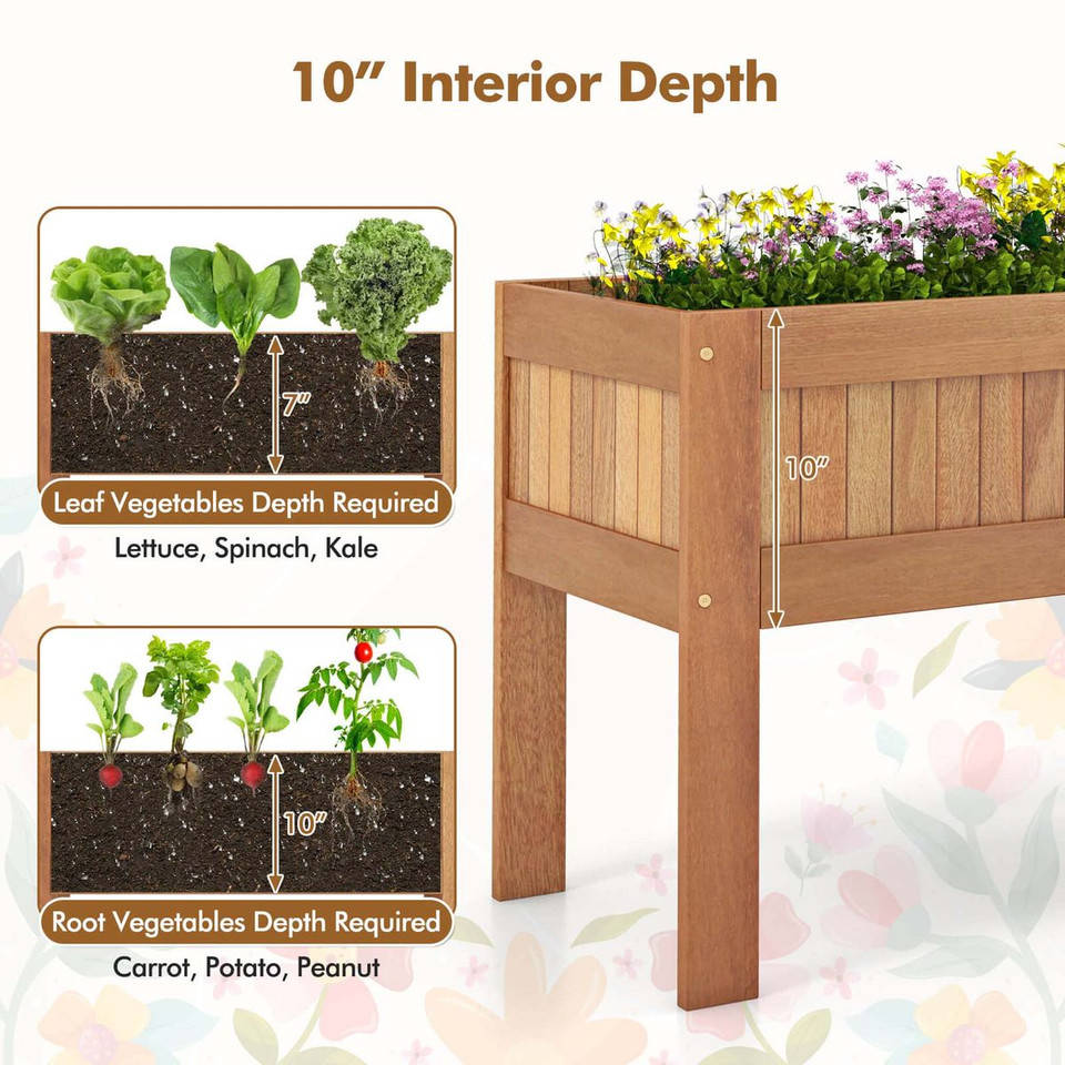 Solid Wood Elevated Planter Box with Legs product image