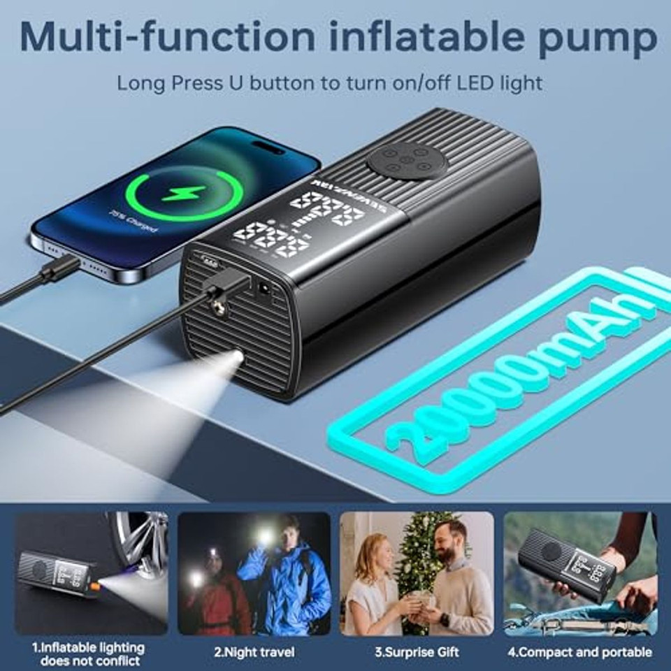 20,000mAh Tire Inflator Air Compressor (150PSI) product image