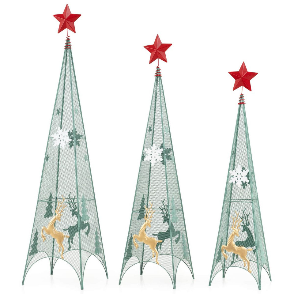 Set of 3 Tower Christmas Trees with Star Toppers  product image