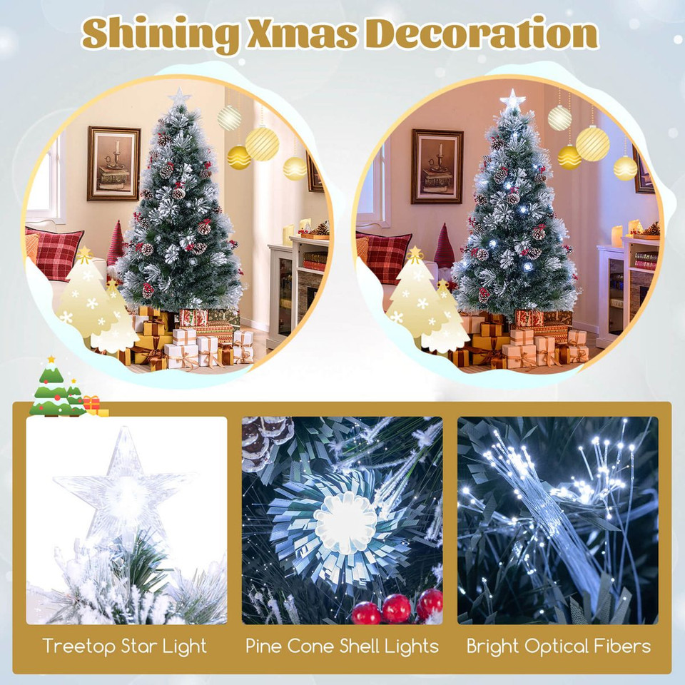 Flocked Artificial Christmas Tree with Clusters of Berries (5, 6, or 7 ft) product image