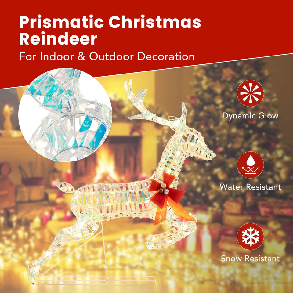 Christmas Lighted Reindeer with Red Bows product image