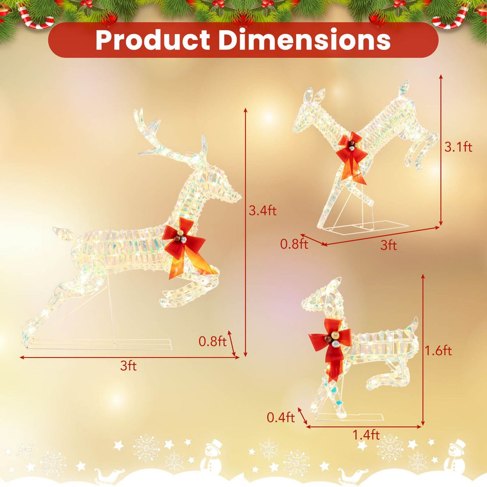Christmas Lighted Reindeer with Red Bows product image