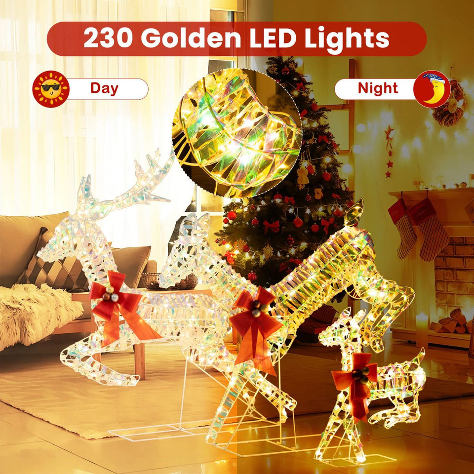 Christmas Lighted Reindeer with Red Bows product image