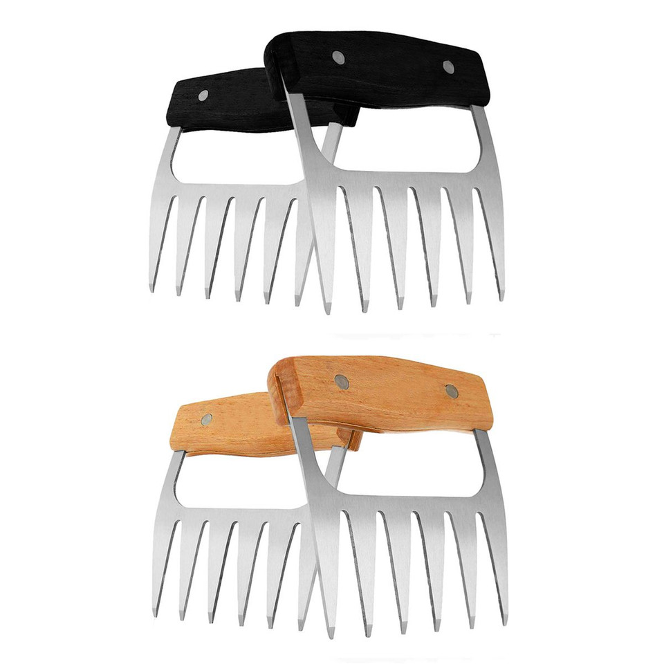 Stainless Steel Meat-Shredding Claws with Wooden Handles (1-Pair) product image