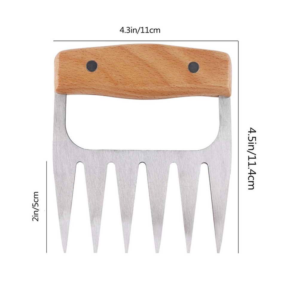 Stainless Steel Meat-Shredding Claws with Wooden Handles (1-Pair) product image