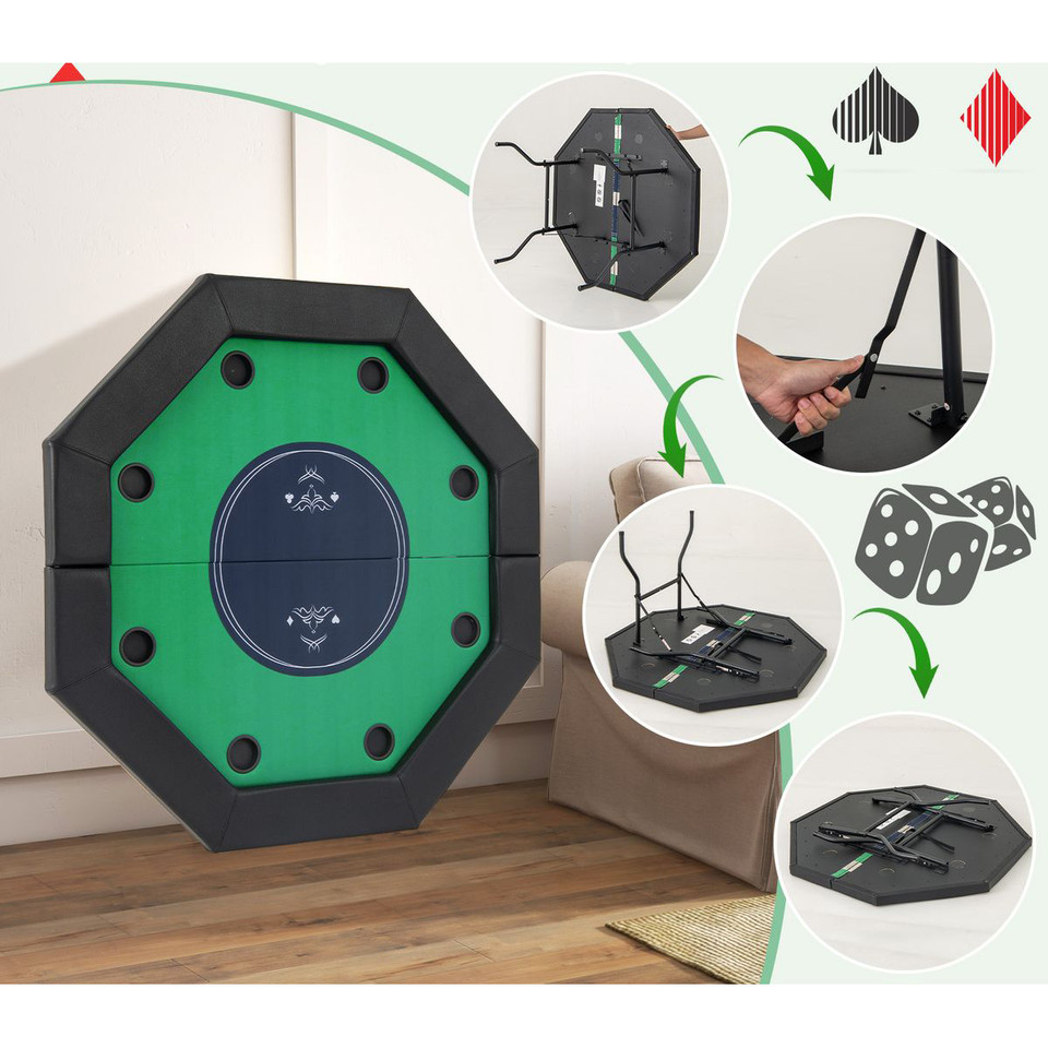 48-Inch 8-Player Foldable Poker Table with Carrying Bag & Cup Holders product image