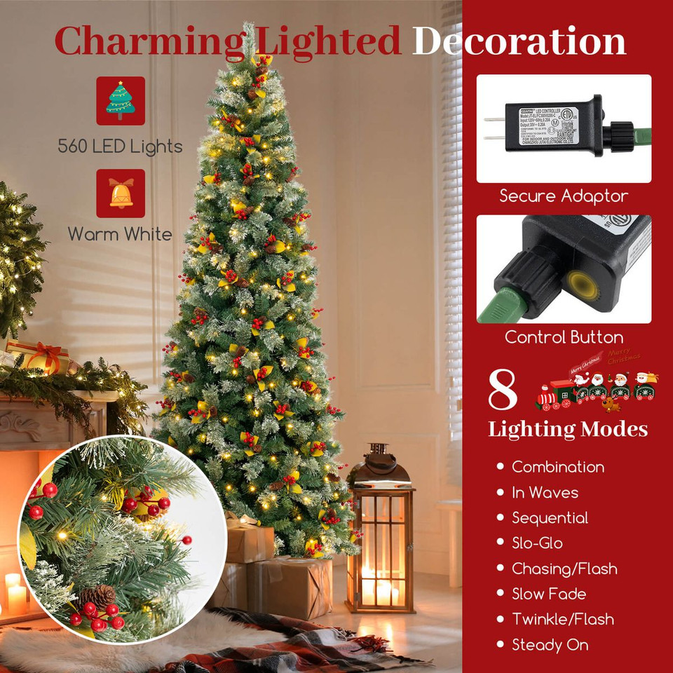 5/7.5/9FT Artificial Christmas Tree with Branch Tips and Festive Charms product image