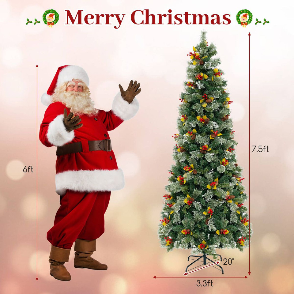 5/7.5/9FT Artificial Christmas Tree with Branch Tips and Festive Charms product image