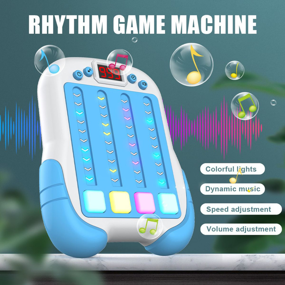 Interactive Rhythm Game Machine for Kids, Handheld Music & Light Puzzle Toy, Quick Push Pop Game (Blue) product image