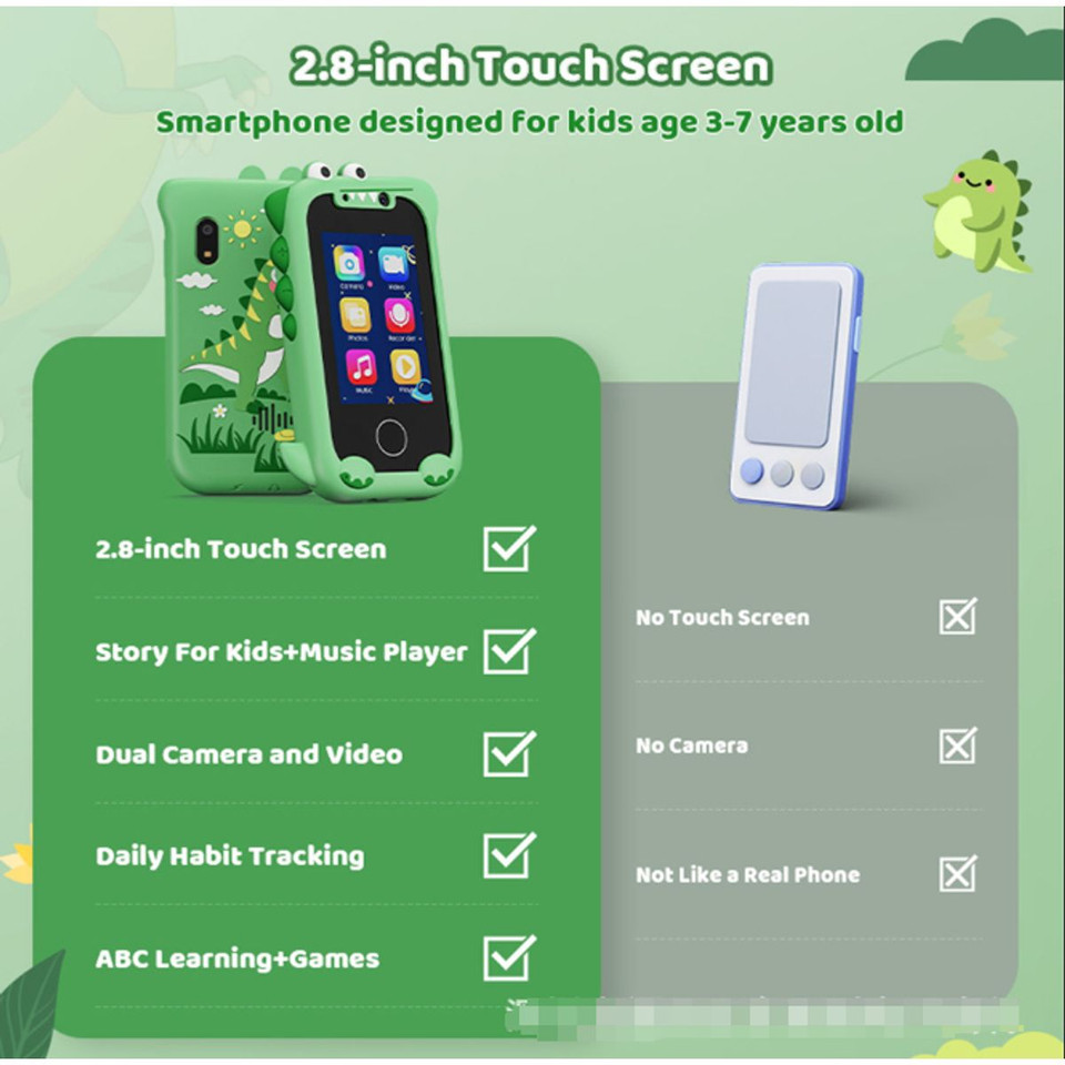 Kid Smart Phone, Touchscreen Learning Education Phone,Christmas Birthday Gifts for 4-9 Year Old (Green) product image