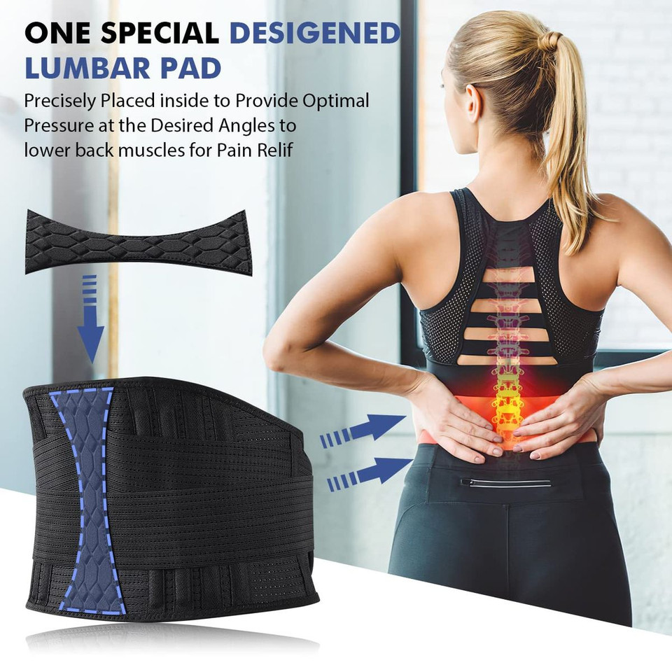 Lumbar Support Belt, Back Support for Lifting, Lower Back Support with Adjustable Straps for Men Women,L Size (Suitable for Waist 93-100 CM) product image