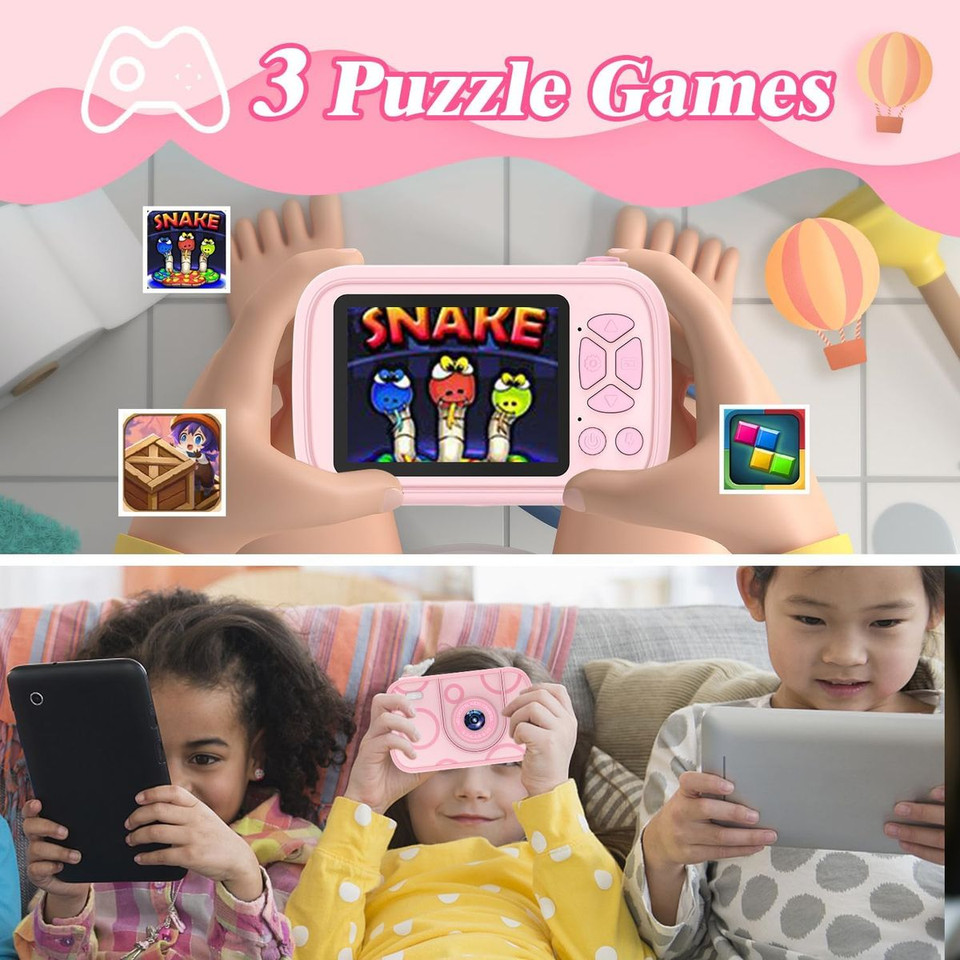Camera Toys for Kids Ages 3-12,Kids Camera with Flip Lens for Selfie and Video,HD Digital Camera,Christmas Birthday Party Gifts,Pink product image