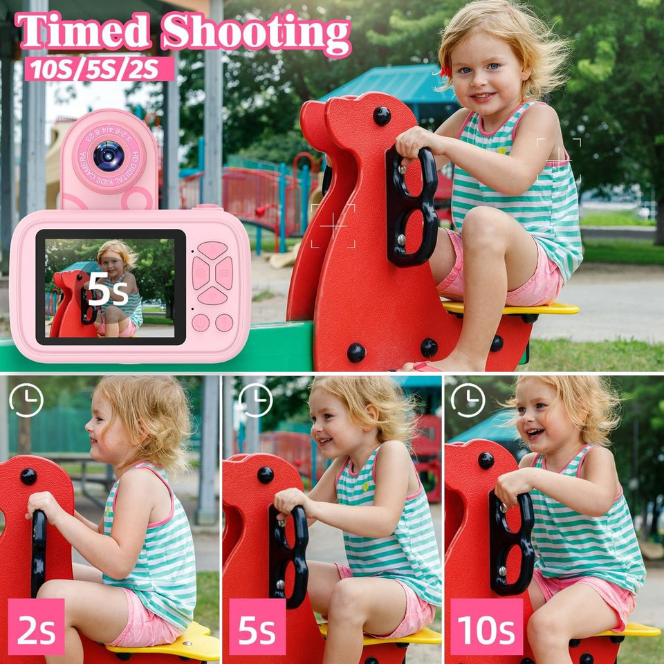 Camera Toys for Kids Ages 3-12,Kids Camera with Flip Lens for Selfie and Video,HD Digital Camera,Christmas Birthday Party Gifts,Pink product image