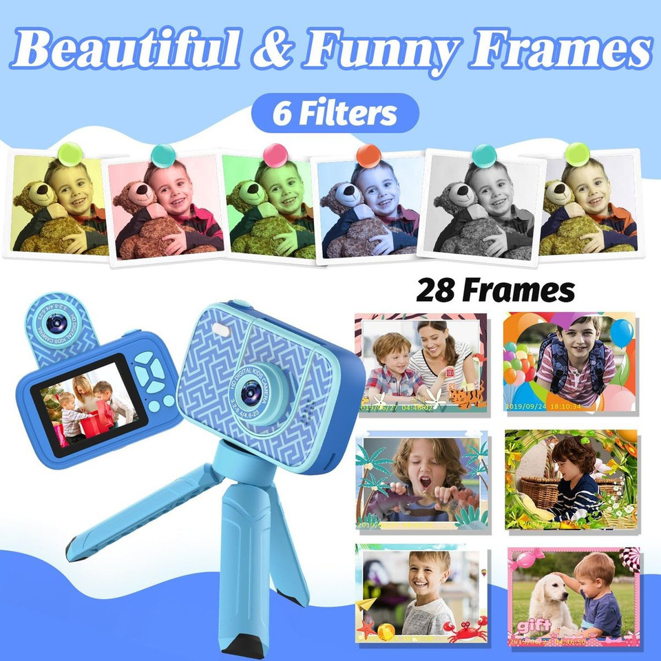 Camera Toys for Kids Ages 3-12,Kids Camera with Flip Lens for Selfie and Video,HD Digital Camera,Christmas Birthday Party Gifts,Blue product image
