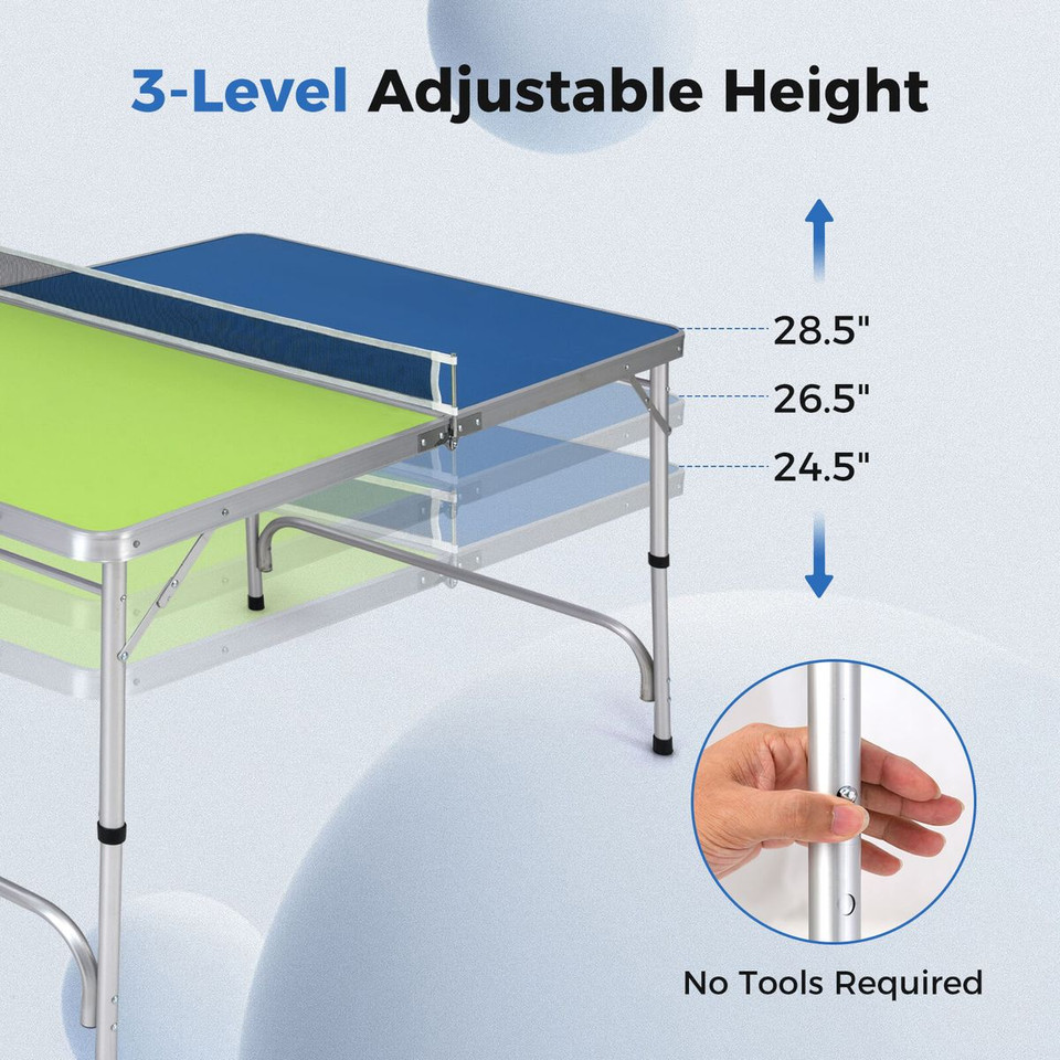 Foldable Ping Pong Table Game Set with Adjustable Height, 47" x 30" product image