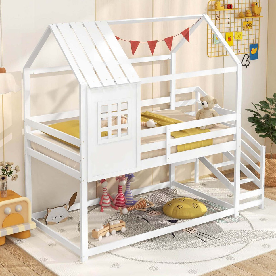 Twin House Bunk Bed with Stairs product image