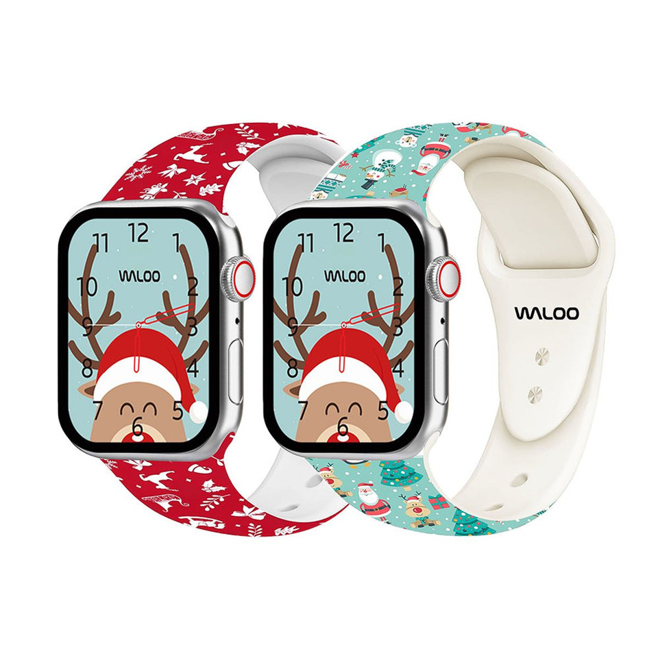 Christmas/Holiday-Fun Silicone Sport Bands for Apple Watch (2-Pack) product image