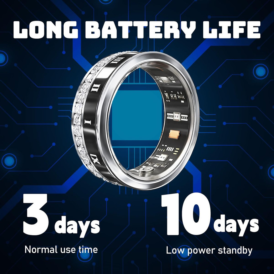 Smart Ring Fitness Tracker Rate Monitor Sleep Recorder Activity Reminder with Charging Case,IP68 Waterproof(8#) product image
