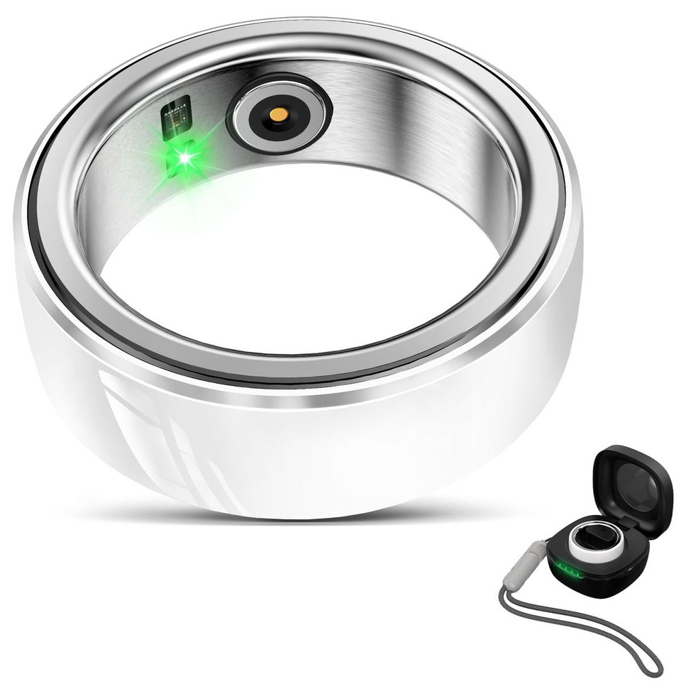 Smart Ring Fitness Tracker with Charging Case,Wearable Smart Tracker Rate Monitor Sleep Recorder for Men Women(10#-White) product image