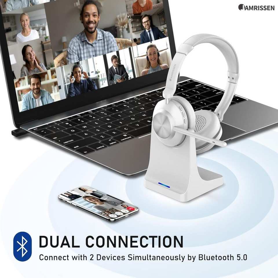 Wireless Bluetooth Headset with Microphone Noise Cancelling Talktime with USB Dongle for PC/Computer/Laptop/Cell Phones product image