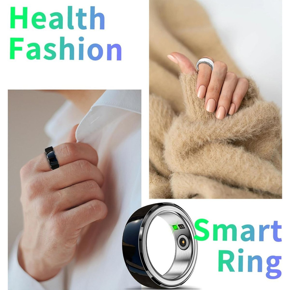 Smart Ring Fitness Tracker with Charging Case,Wearable Smart Tracker Rate Monitor Sleep Recorder for Men Women(8#-White) product image
