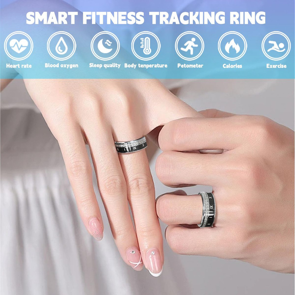 Smart Ring Fitness Tracker Rate Monitor Sleep Recorder Activity Reminder with Charging Case,IP68 Waterproof(10#) product image