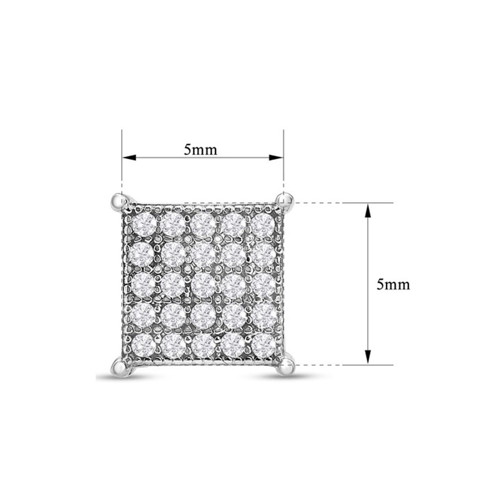 1/8-Carat Natural Princess Style Diamond Sterling Silver Stud Earring (Single) product image