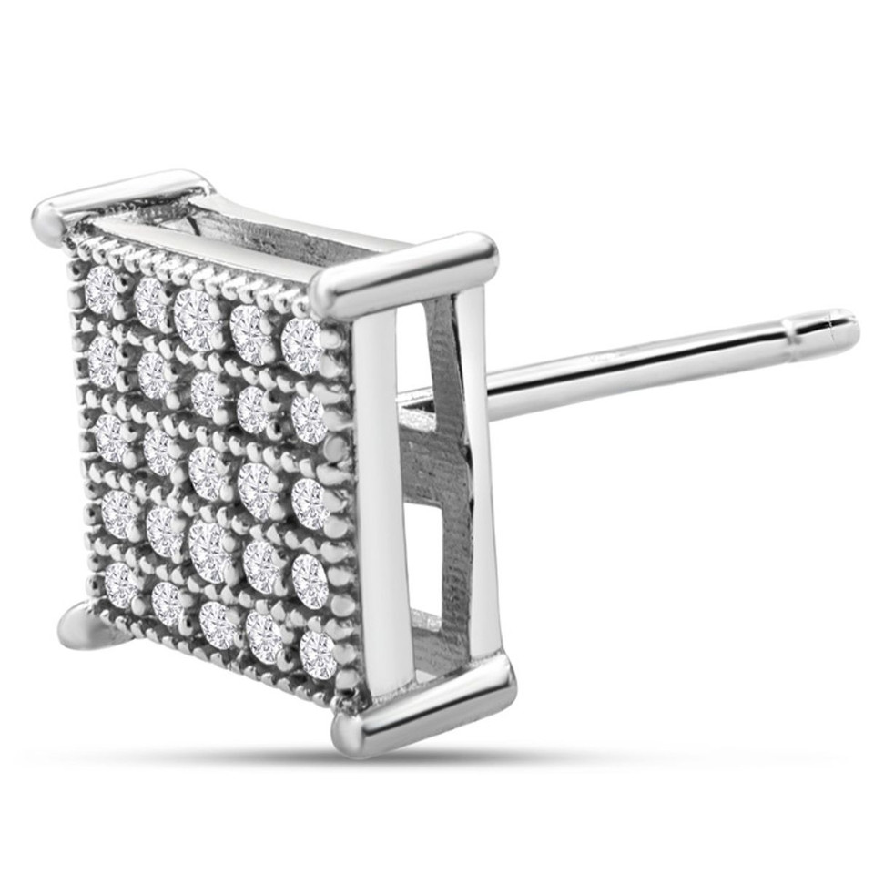 1/8-Carat Natural Princess Style Diamond Sterling Silver Stud Earring (Single) product image