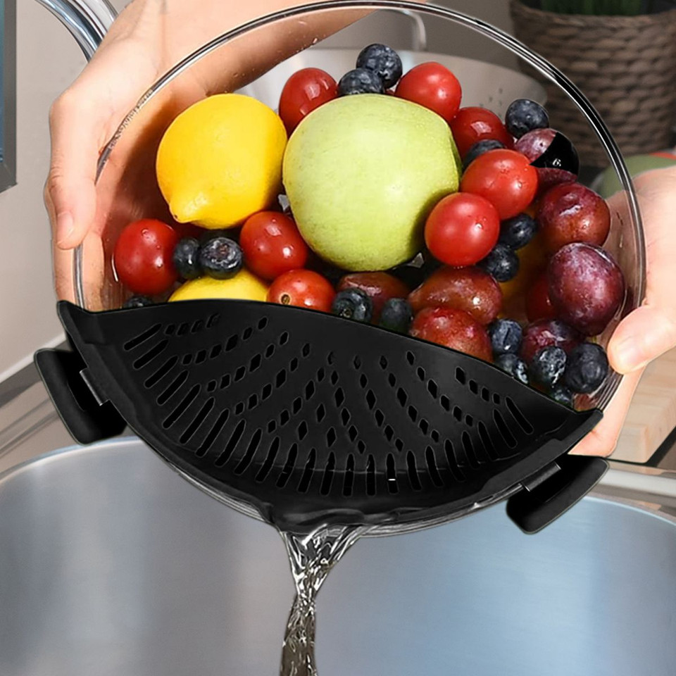 Easy Snap-On Heat Resistance Silicone Kitchen Strainer (2-Pack) product image