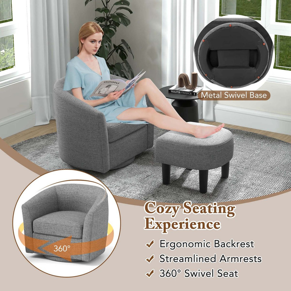 Swivel Barrel Chair with Ottoman Footrest product image