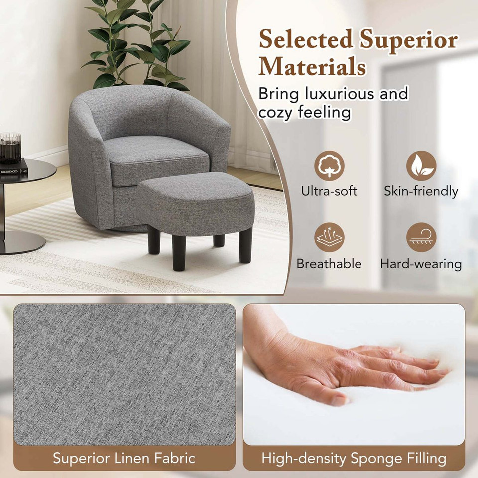 Swivel Barrel Chair with Ottoman Footrest product image