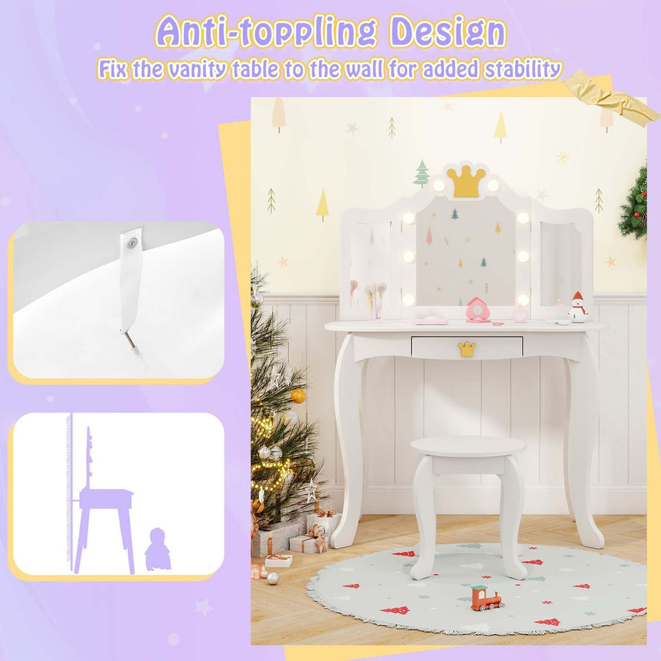 Kids Lighted Princess Vanity Table and Chair  product image