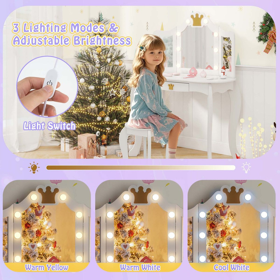 Kids Lighted Princess Vanity Table and Chair  product image