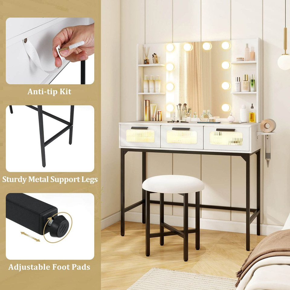 Makeup Vanity Table with Hollywood Lights product image