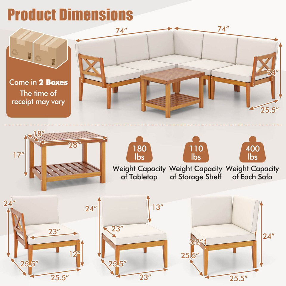 6-Piece Acacia Wood Patio Furniture Set  product image