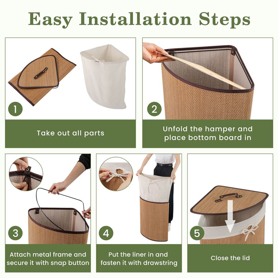 Bamboo Hamper Corner Laundry Basket  product image