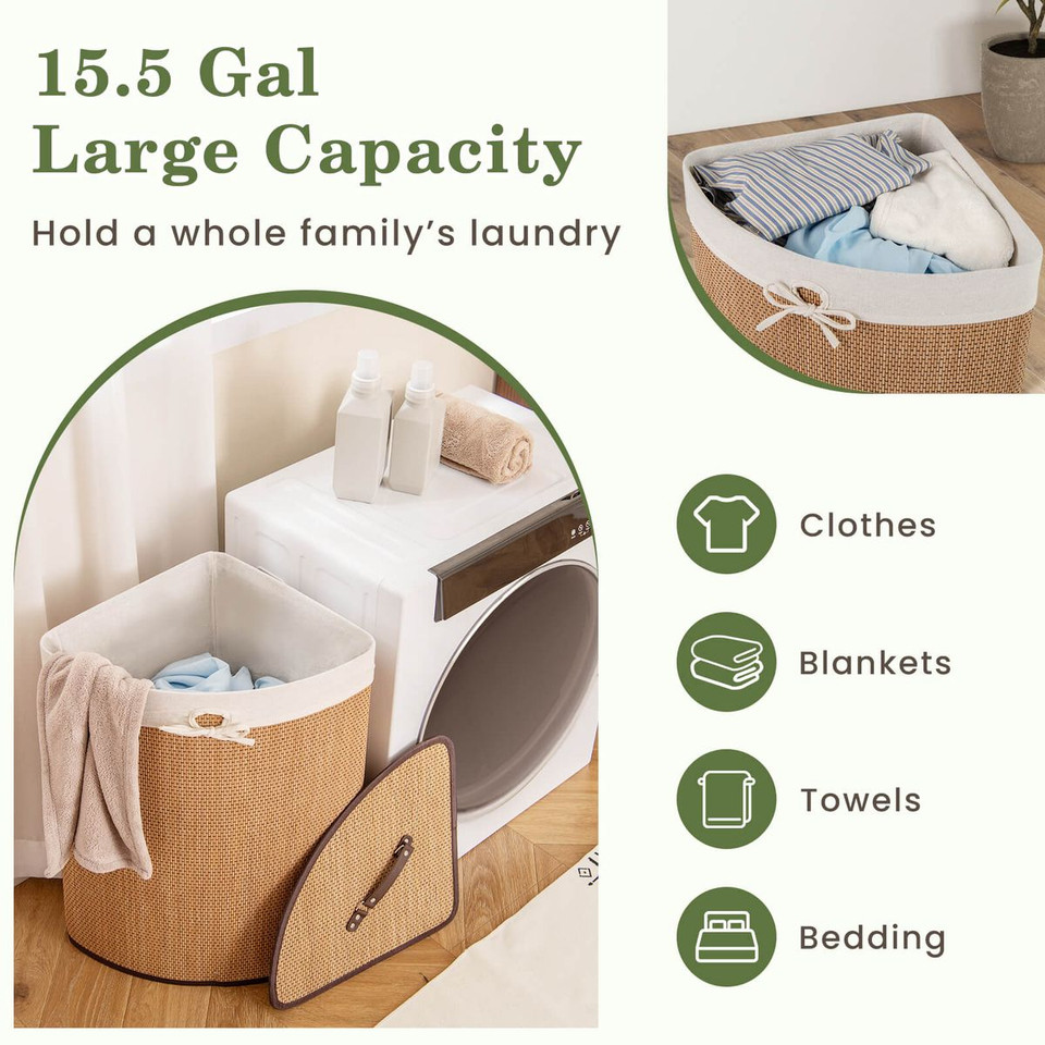 Bamboo Hamper Corner Laundry Basket  product image