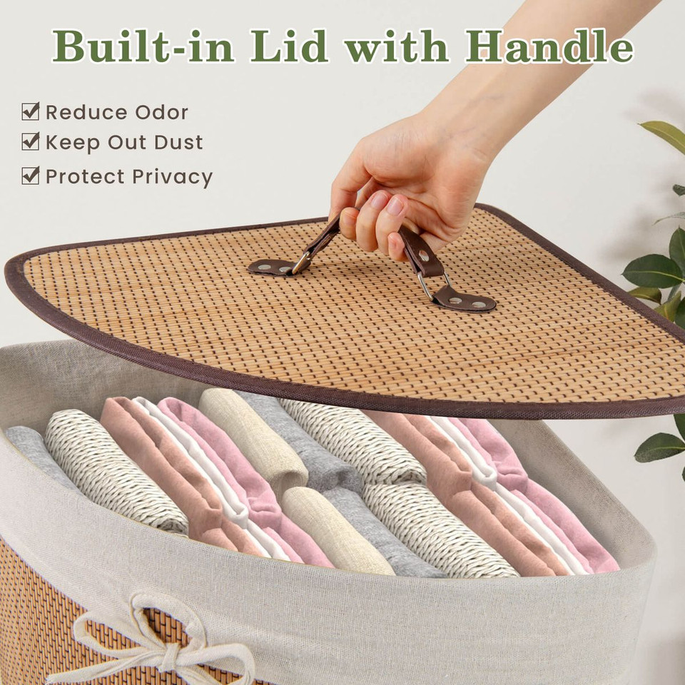 Bamboo Hamper Corner Laundry Basket  product image