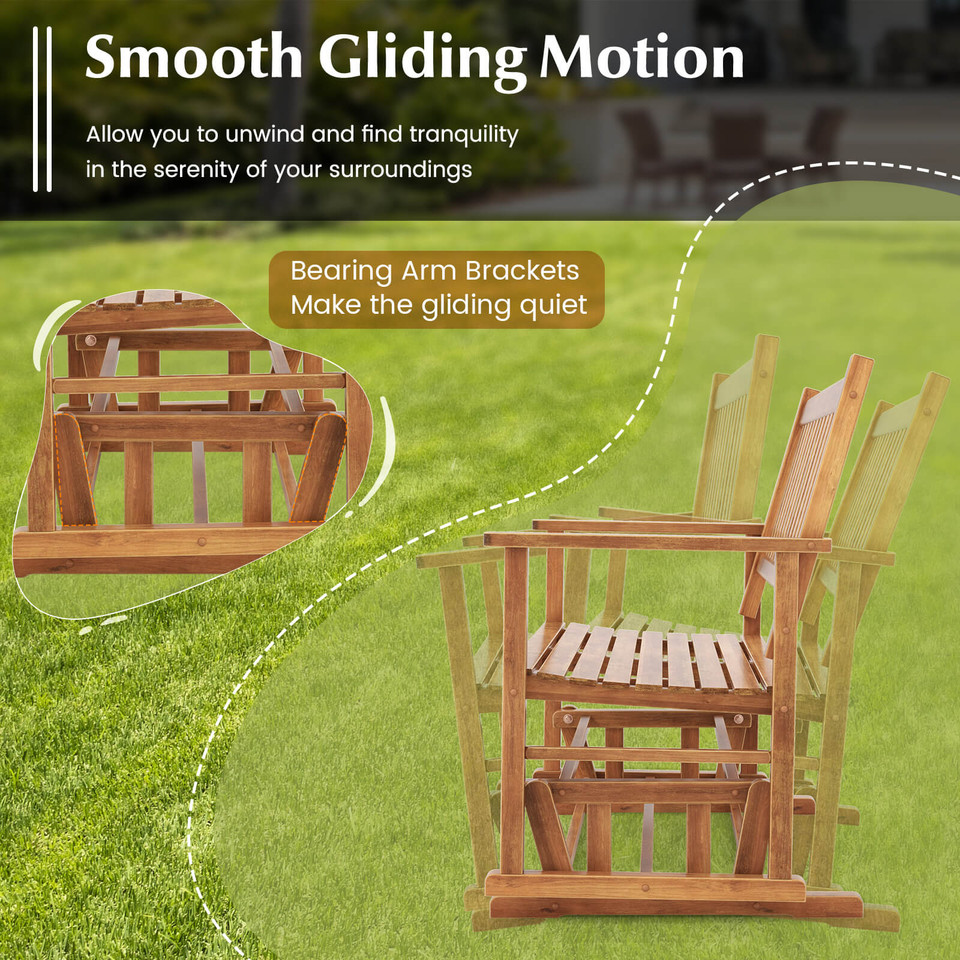 2-Seat Outdoor Glider Bench with Armrests and Slatted Seat product image