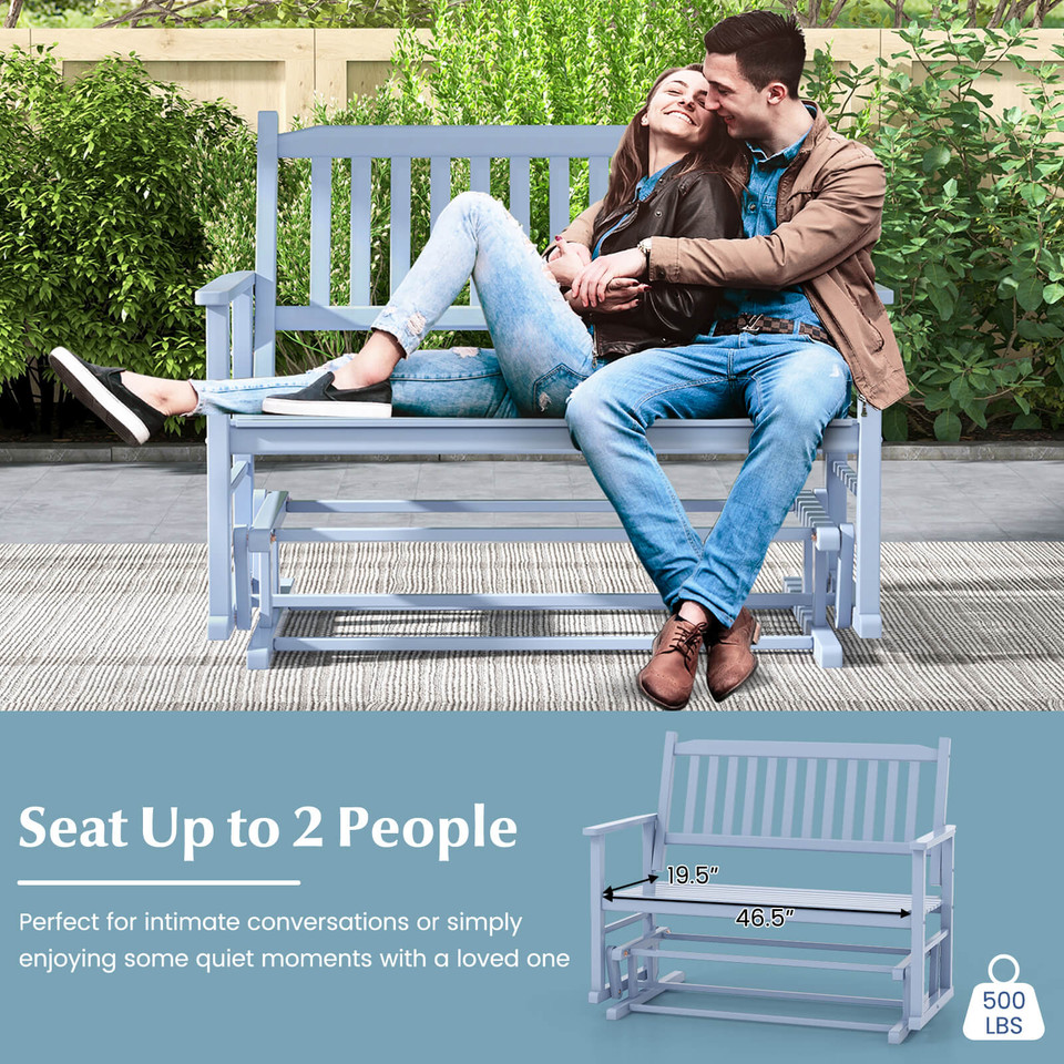 2-Seat Outdoor Glider Bench with Armrests and Slatted Seat product image