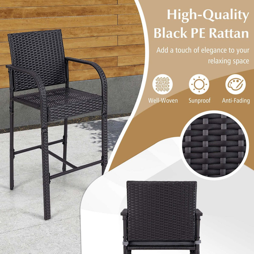 3-Piece Patio Wicker Bar Set with Rattan Chairs product image