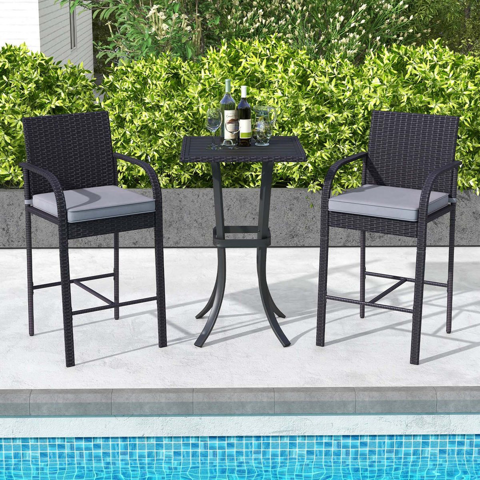 3-Piece Patio Wicker Bar Set with Rattan Chairs product image