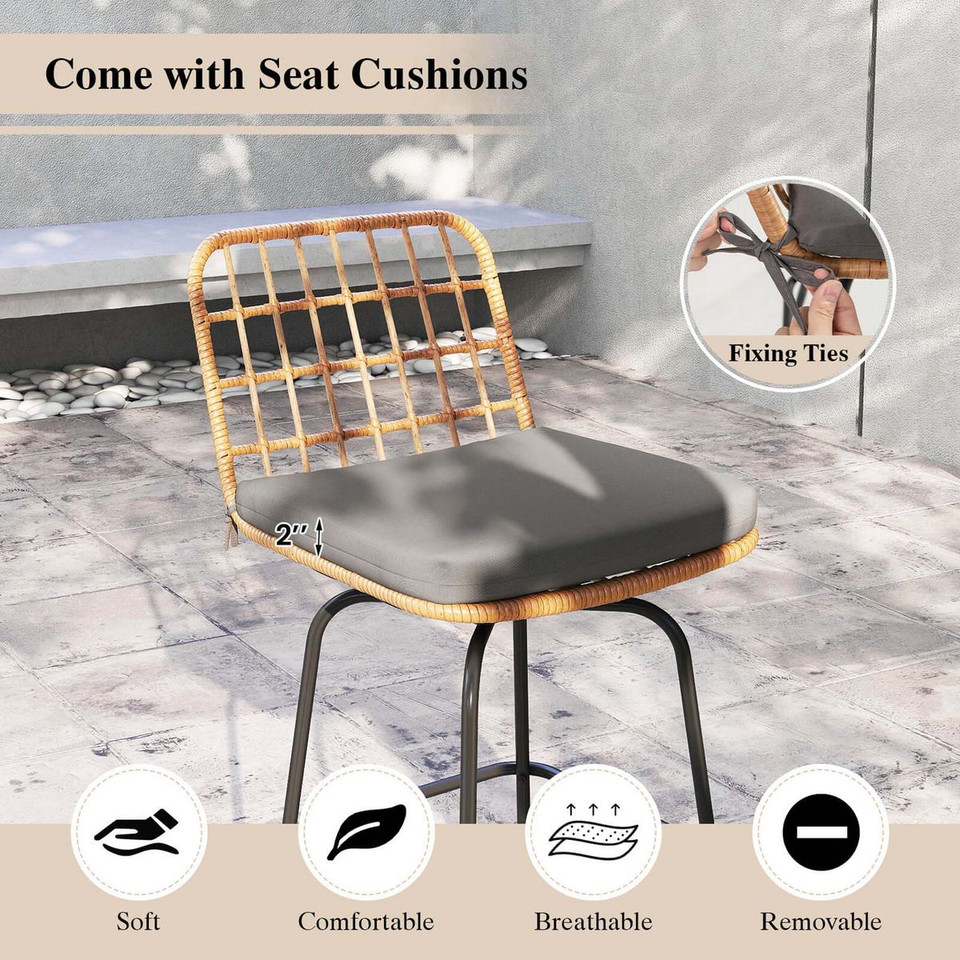 360° Patio Swivel Bar Stools with Backrests (2-Pack) product image