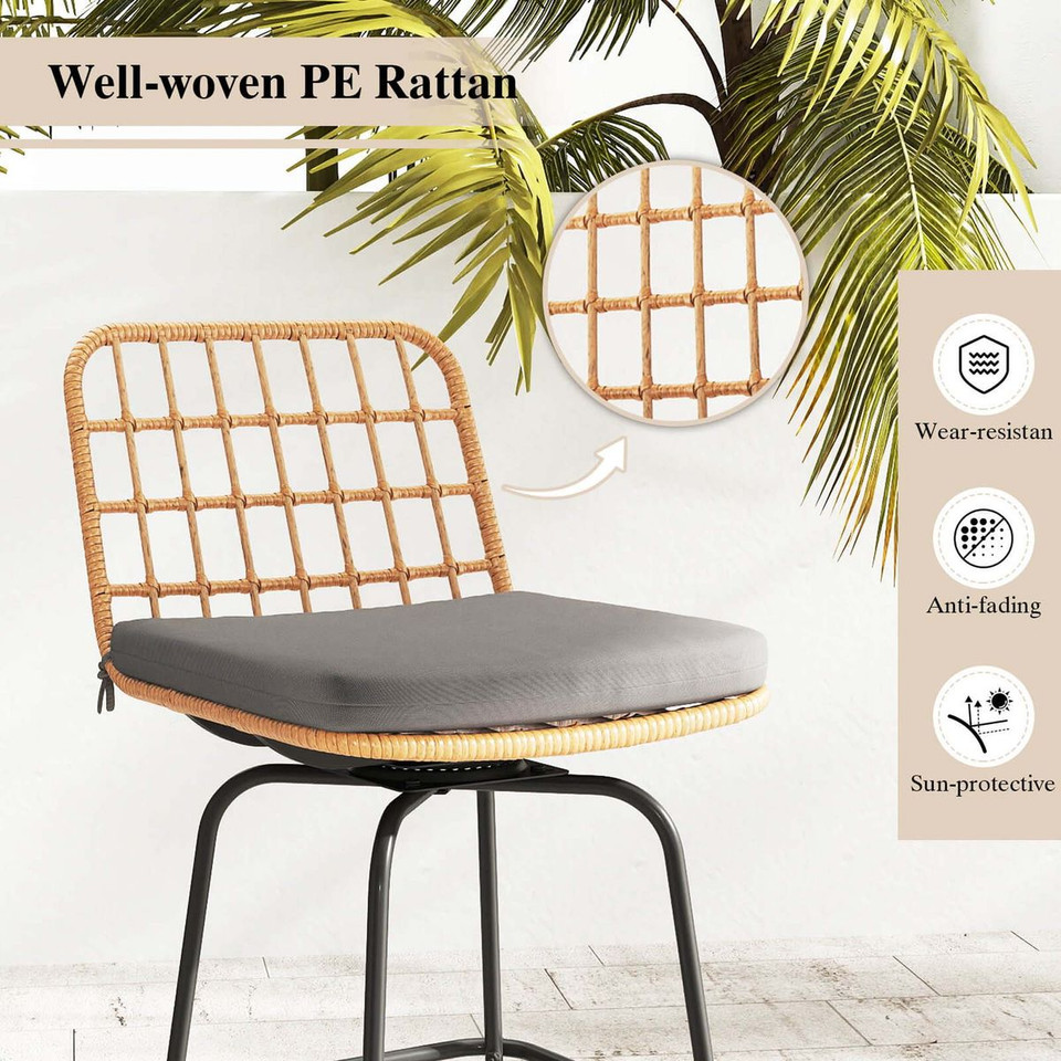 360° Patio Swivel Bar Stools with Backrests (2-Pack) product image