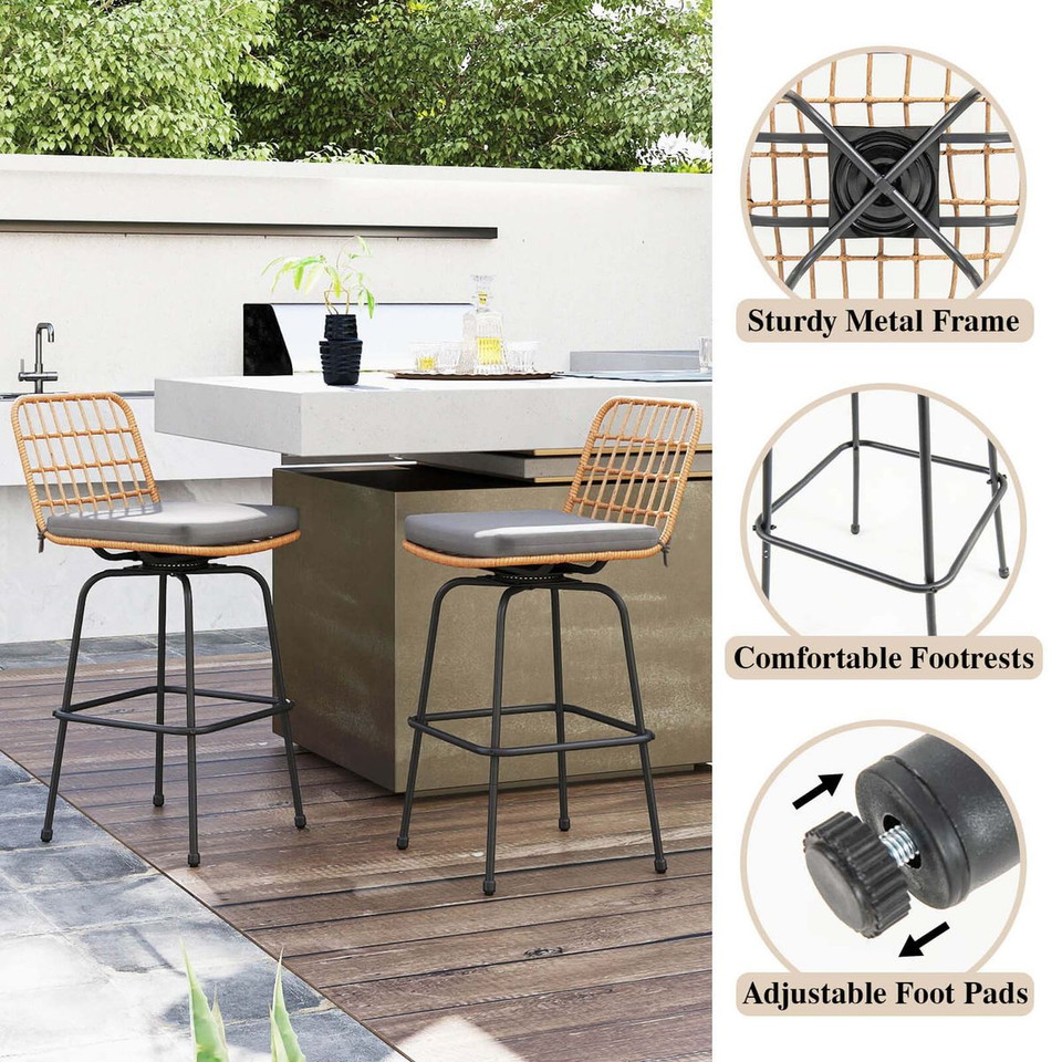 360° Patio Swivel Bar Stools with Backrests (2-Pack) product image