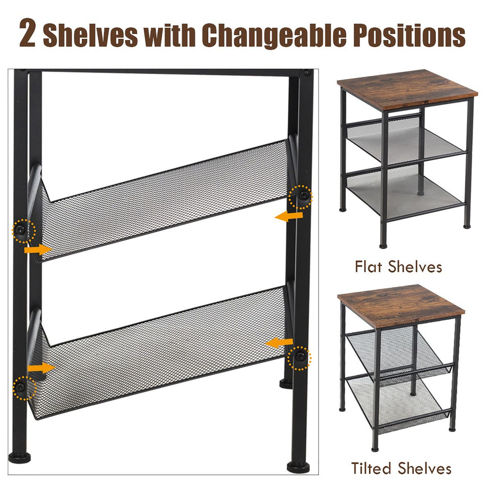 3-Tier Industrial Side Table Nightstand (Set of 2) product image