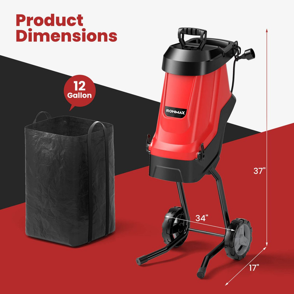 15-Amp Electric Wood Chipper & Shredder - Leaf Mulcher with Wheels product image