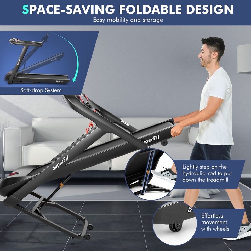 SuperFit 4.75HP Folding Bluetooth Treadmill with  Touch Screen product image